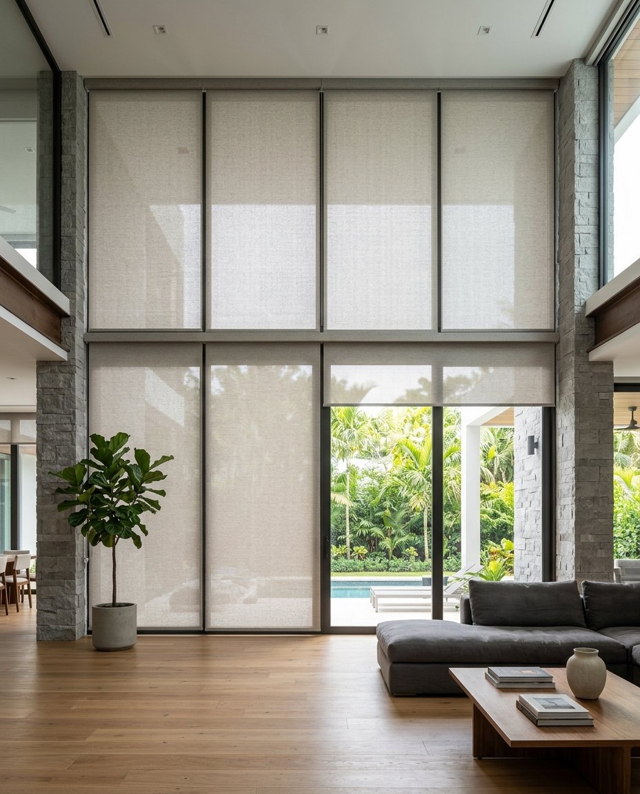 Vertical blinds measured and installed in a home