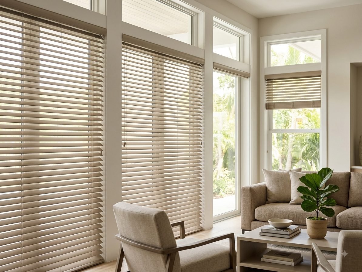 Fitted blinds in a living room